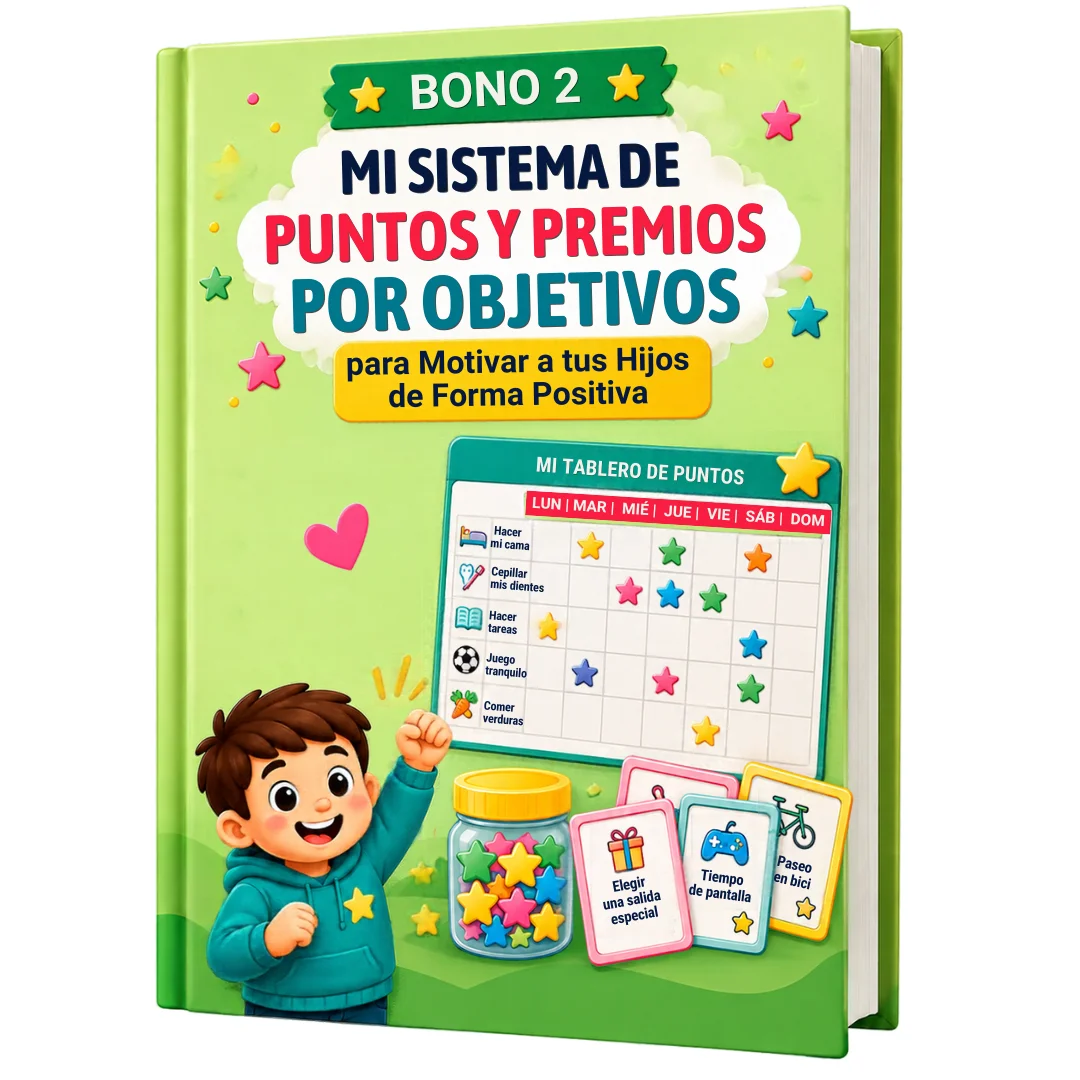 Bono 2: Mi Sistema de Puntos y Premios por Objetivos, libro con tablero de puntos, frasco de estrellas y tarjetas de premios