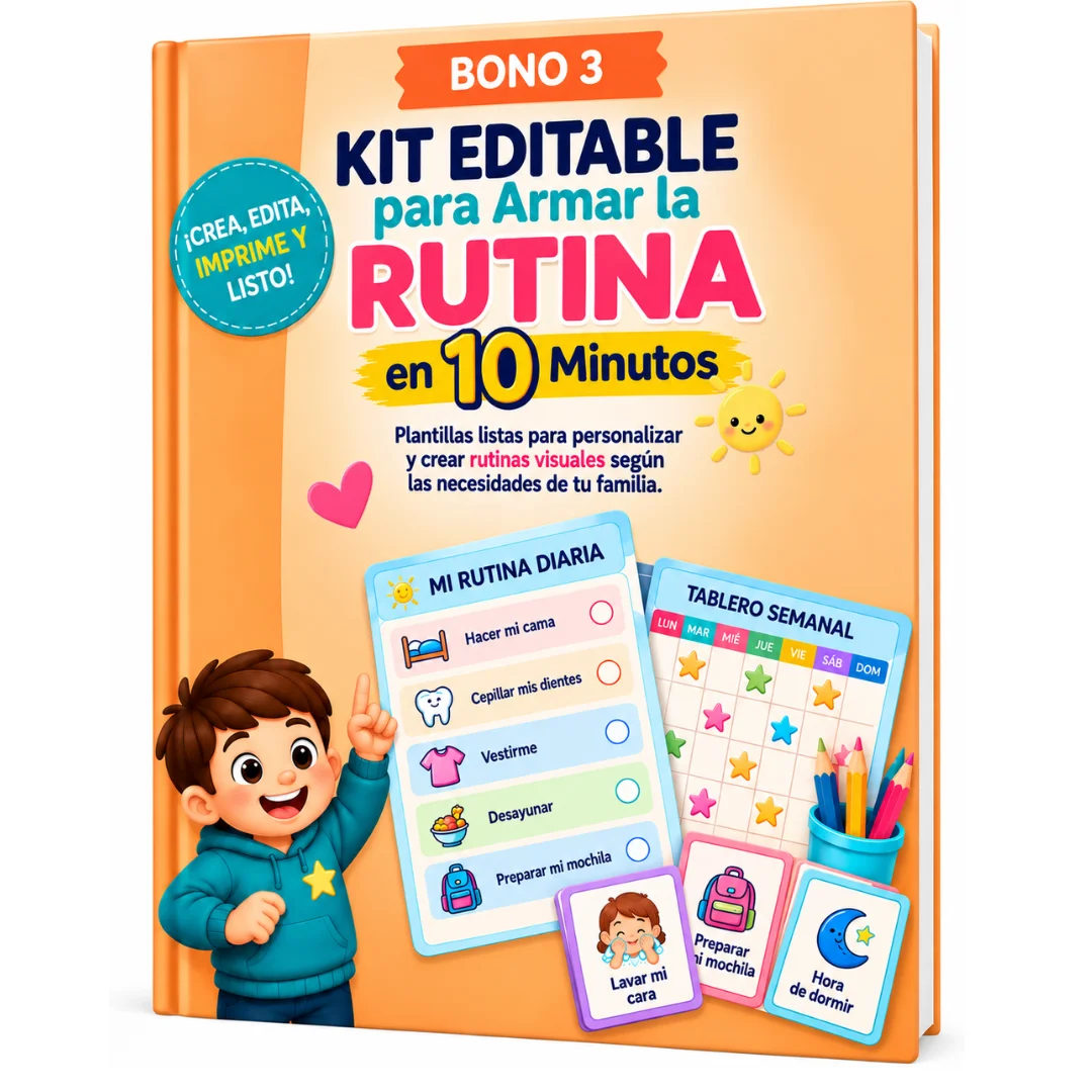 Bono 3: Kit Editable para Armar la Rutina en 10 Minutos, libro con plantillas de rutina diaria y tablero semanal